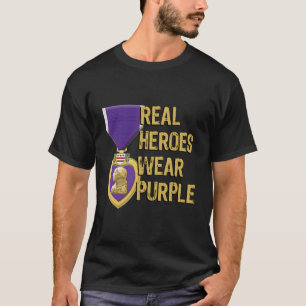 Lila Heart Military Real Heroes Wear Lila T-Shirt