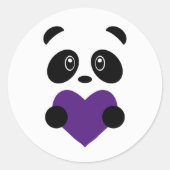 Lila Heart Panda Runder Aufkleber (Vorderseite)