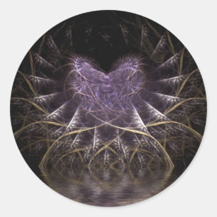 Lila Heart Round Stickers