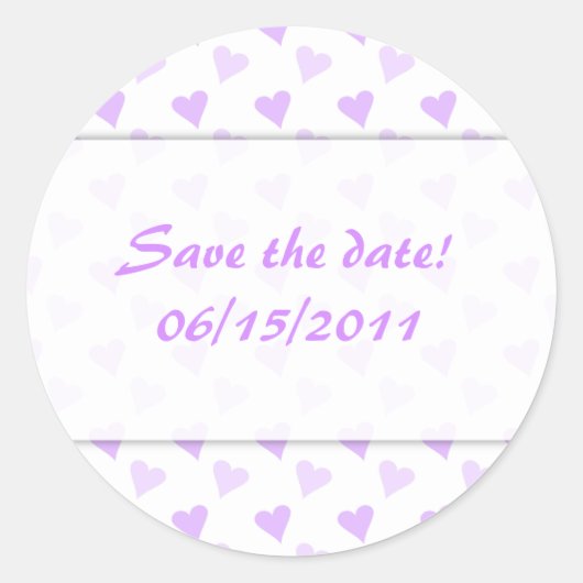 Lila Heart Save the Date Stickers (Vorderseite)