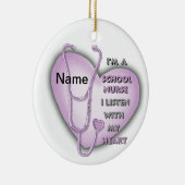 Lila Heart School Nurse Keramik Ornament (Rechts)