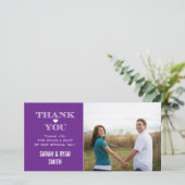 Lila Heart Wedding Foto Vielen Dank Karten (Stehend Vorderseite)