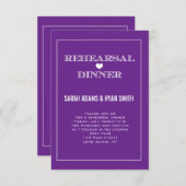 Lila Heart Wedding Probe Dinner Einladung (Vorne/Hinten)