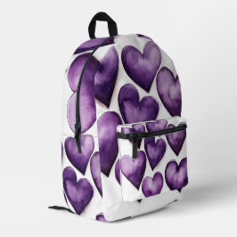 Lila Hearts Begrüßung digitaler Kunst Bedruckter Rucksack