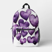 Lila Hearts Begrüßung digitaler Kunst Bedruckter Rucksack (Vorderseite)