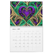 Lila Hearts Blume & Wirbel Kalender (Mär 2027)