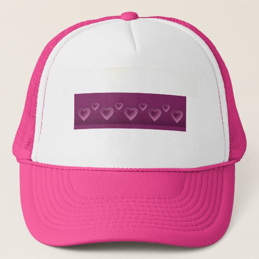 Lila Hearts Hat Truckerkappe (Vorderseite)