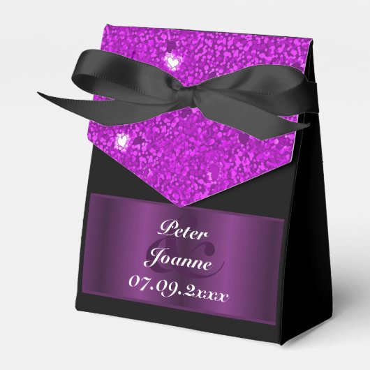 Lila Hearts Hochzeit Geschenkschachtel (Vorderseite)