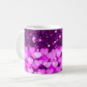 Lila Hearts Imitate Glitzer Kaffeetasse (Vorderseite Links)