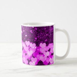 Lila Hearts Imitate Glitzer Kaffeetasse