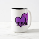 Lila Hearts Kaffee Tasse (VorderseiteRechts)