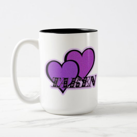 Lila Hearts Kaffee Tasse (Links)