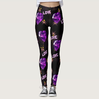 Lila Hearts & Liebe Valentins Leggings