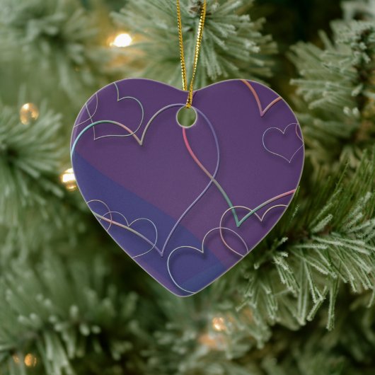 Lila Hearts Muster Keramik Ornamente (Baum)