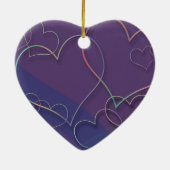 Lila Hearts Muster Keramik Ornamente (Hinten)