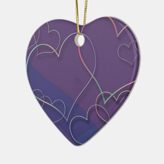 Lila Hearts Muster Keramik Ornamente (Links)
