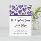 Lila Hearts Night Out Girly 34. Einladung (Stehend Vorderseite)
