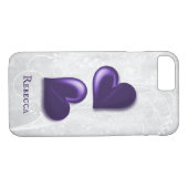 Lila Hearts Personalisiert Case-Mate iPhone Hülle (Rückseite (Horizontal))