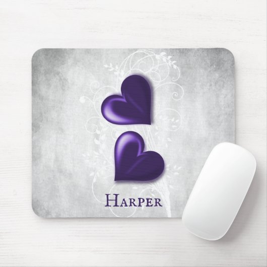Lila Hearts Personalisiert Mouse Pad Mousepad (Mit Mouse)