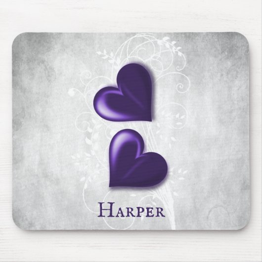 Lila Hearts Personalisiert Mouse Pad Mousepad (Vorne)