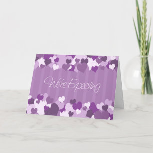 Lila Hearts Wir erwarten Announcement Card Ankündigung
