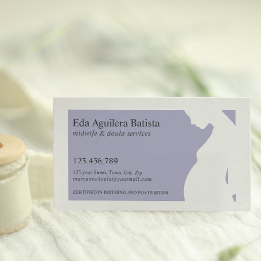 Lila Hebamme Doula Schwangere SILHOUETTE Visitenkarte