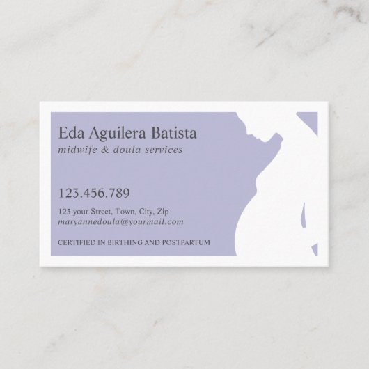 Lila Hebamme Doula Schwangere SILHOUETTE Visitenkarte (Vorderseite)