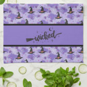 Lila - Hefte und Spinnen, schwarz Geschirrtuch (Gefaltet)