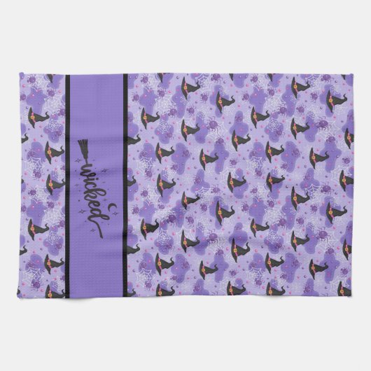 Lila - Hefte und Spinnen, schwarz Geschirrtuch (Horizontal)