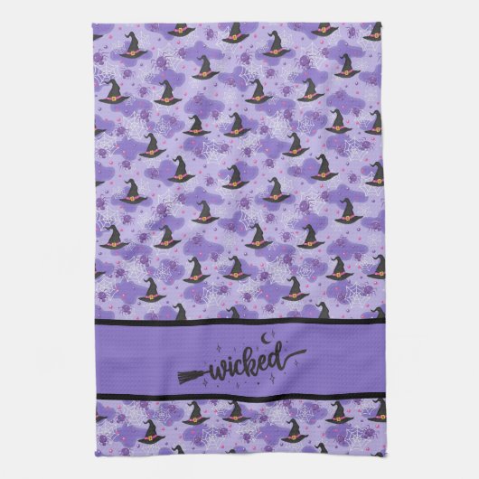 Lila - Hefte und Spinnen, schwarz Geschirrtuch (Vertikal)