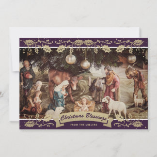 Lila Heilige Krippe Christlich Weihnachten