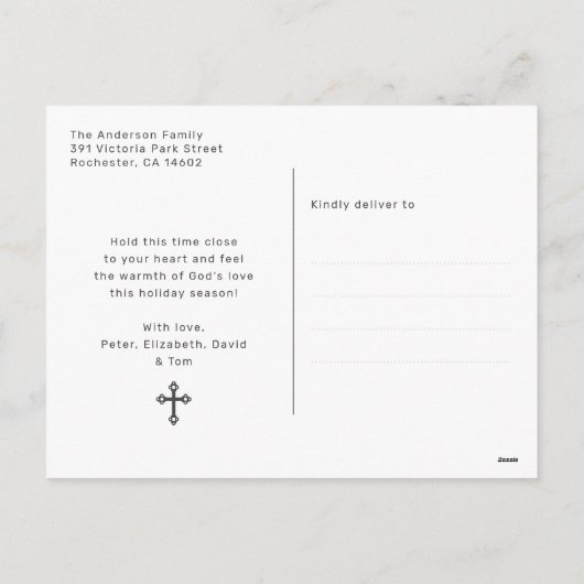 Lila Heiliges Christliches Foto Weihnachten (Rückseite)