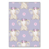 Lila Heißluftballon Elefantenschild Tischnummer (Rückseite)