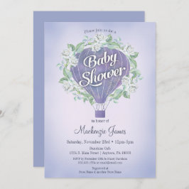 Lila Heißluftballon Kinderdusche Einladung