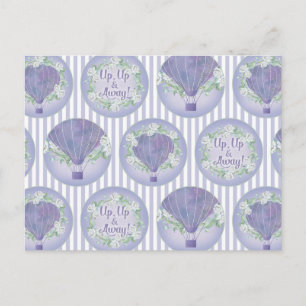 Lila Heißluftballon - Lilac Lavender Streifen Postkarte