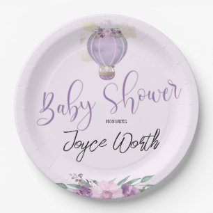 Lila Heißluftballon-Papierplatte Pappteller