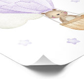 Lila Heißluftballon, Tiere, Bär, Sterne Fotodruck (Ecke)