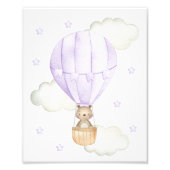 Lila Heißluftballon, Tiere, Bär, Sterne Fotodruck (Vorne)