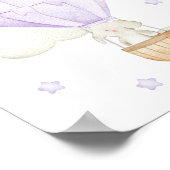 Lila Heißluftballon, Tiere, Elefant, Sterne Poster (Ecke)