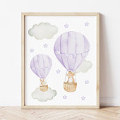 Lila Heißluftballon, Tiere, geschlechtsneutral Bilderwand Sets