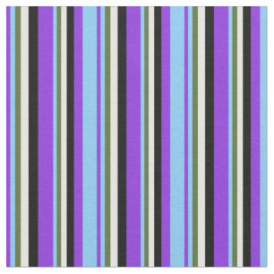 Lila, hell Blau, Grün, Minzcreme und Schwarz Stoff