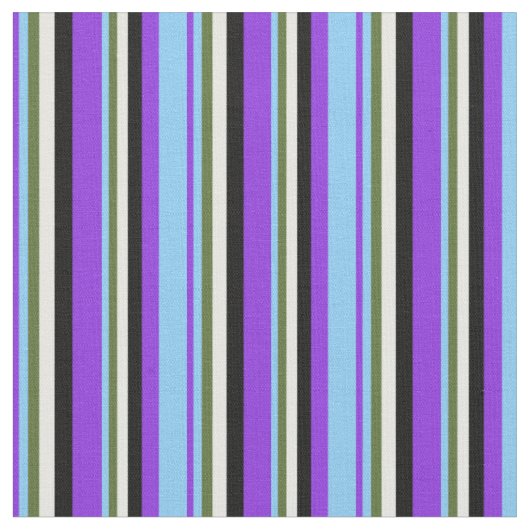 Lila, hell Blau, Grün, Minzcreme und Schwarz Stoff (Nahaufnahme)