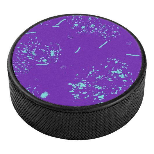 Lila hellblaue Doodles Eishockey Puck (3/4)