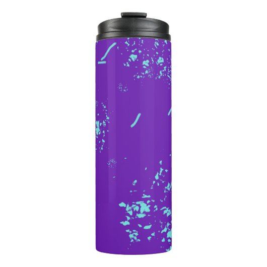 Lila hellblaue Doodles Thermosbecher (Vorderseite)