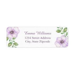 Lila, helle Floral Address Labels