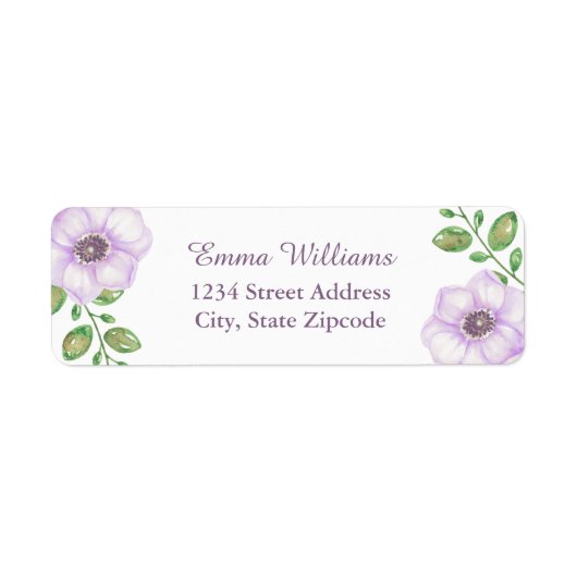 Lila, helle Floral Address Labels (Vorne)