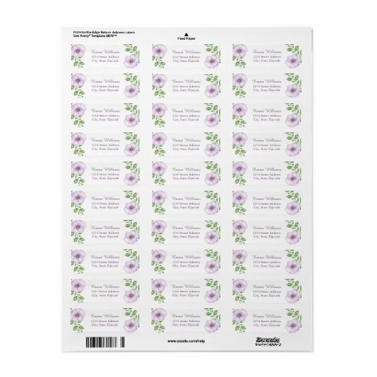 Lila, helle Floral Address Labels (Vorne)