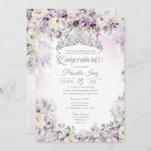 Lila helles Elegantes Wasser Einladung (Vorne/Hinten)