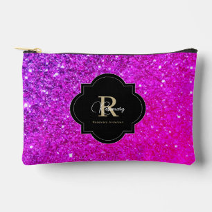 Lila Helles Rosa Ombre Glitter Namensmonogramm Zubehörtasche