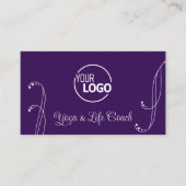 Lila hellgrauer Chic Verziert mit Logo und Foto Visitenkarte (Vorderseite)